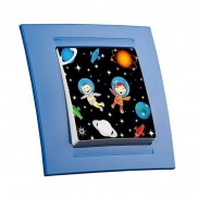 Одноклавішний дитячий вимикач синій "Космос" GUNSAN MODERNA KIDS
