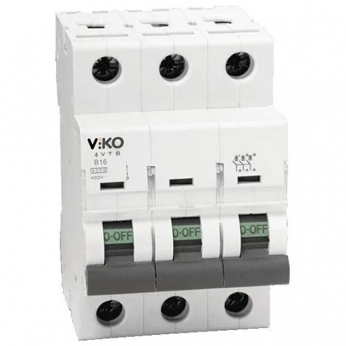 Автоматичний вимикач 3C (триполюсний) 10А 4,5кА 230/400V Тип C VIKO - 1