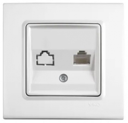 Розетка комп'ютерна RJ45 Cat5e біла VIKO Linnera - 1