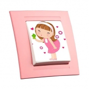 Одноклавішний дитячий вимикач рожевий "Дівчинка Санді" GUNSAN MODERNA KIDS