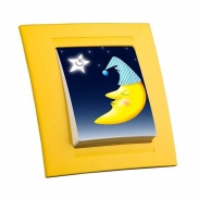 Одноклавішний дитячий вимикач жовтий "Місяць" GUNSAN MODERNA KIDS