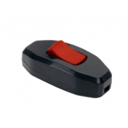 Чорний вимикач для бра з червоною кнопкою DE-PA