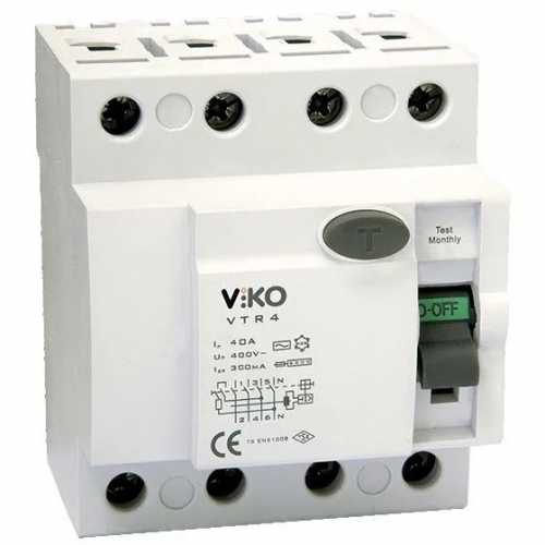 Пристрій захисного відключення ПЗВ VIKO 4Р (чотирьохполюсний) 16А 30мА 230V - 1