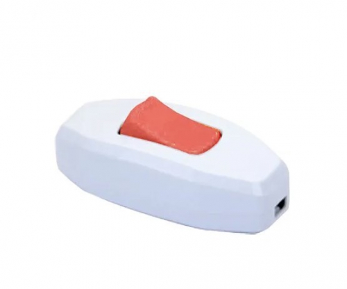 Білий вимикач для бра з червоною кнопкою DE-PA - 1