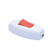 Білий вимикач для бра з червоною кнопкою DE-PA